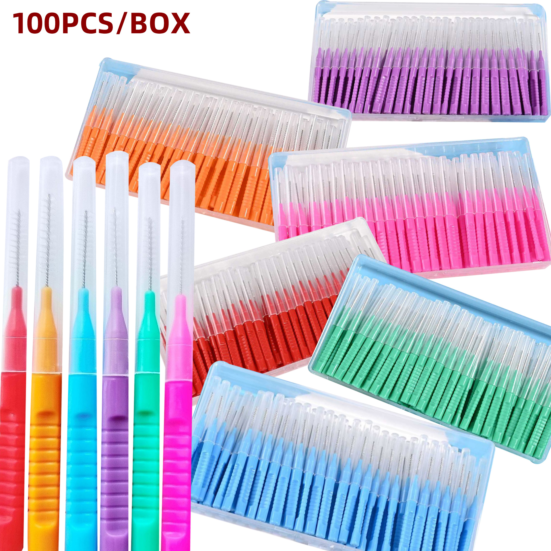 Health Wellness Products - 100Pcs 0.6-1.2mm Interdental Brushes Health Care