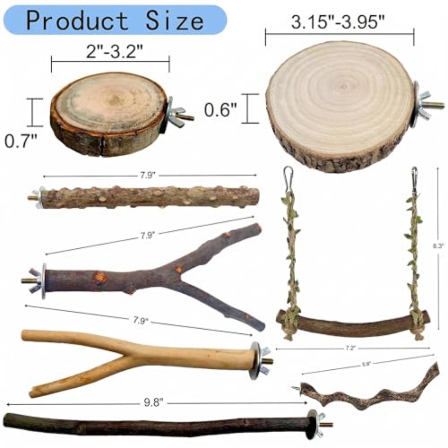 8PCS natural wood bird perches - Health & Wellness Unit avis et prix
